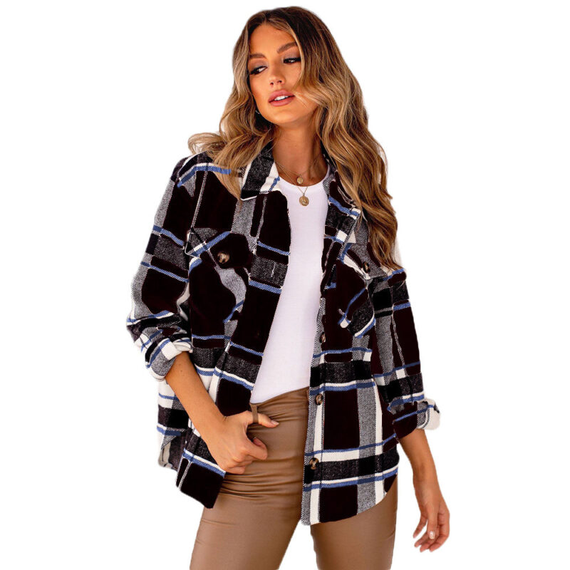 Custom cotton flannel V-neck shirt