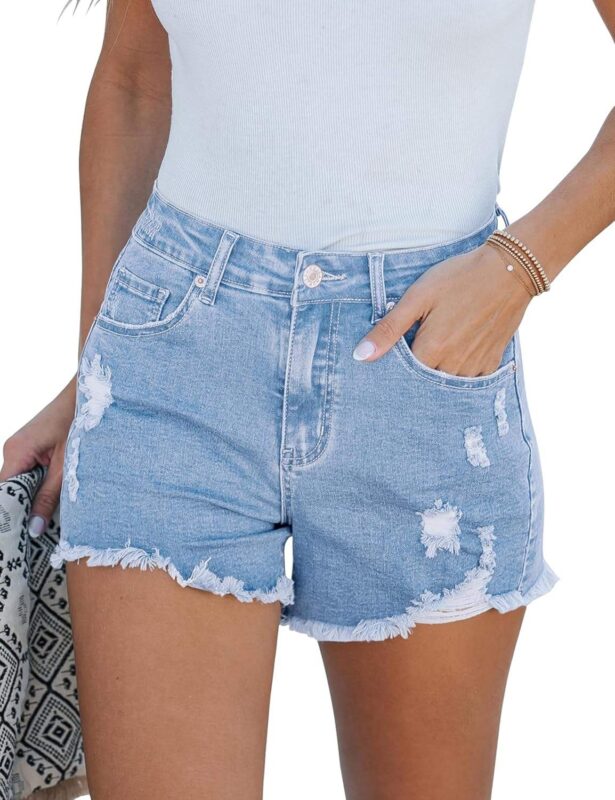 Custom distressed denim shorts
