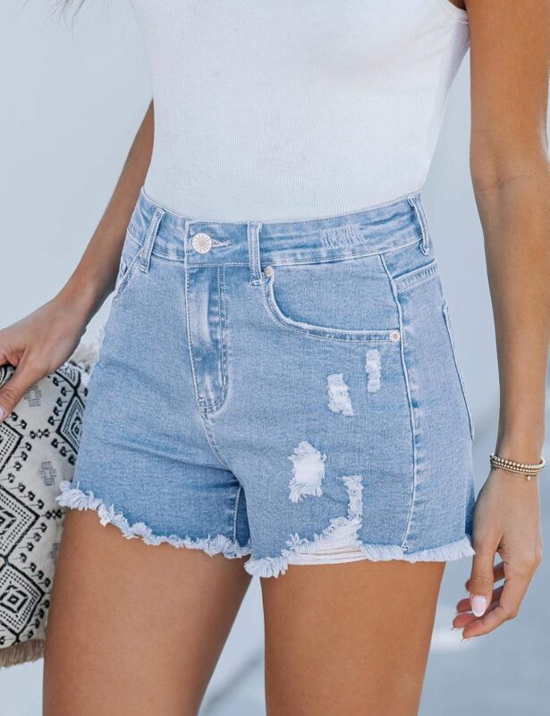 Custom ripped denim shorts