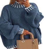 Women's warm oversized mock neck sweater