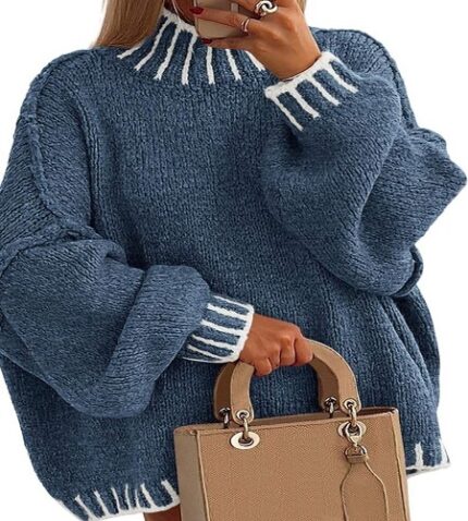 Women's warm oversized mock neck sweater