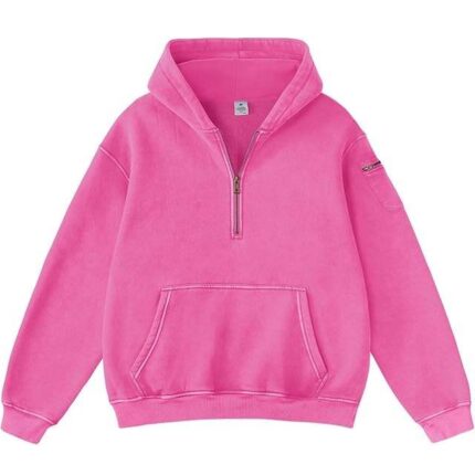 Half-zip tech fleece hoodie with kangaroo pouch