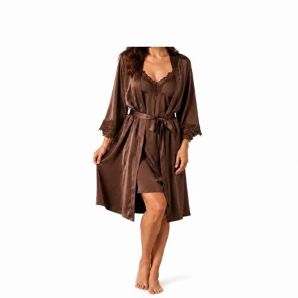Women's lounge wear robe and slip dress set