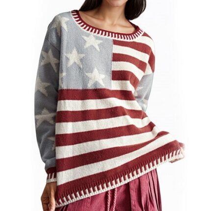 Women's striped star knit winter sweater