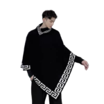 Women's draped shawl sweater detail