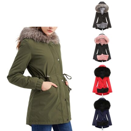 Women's mid-long hooded winter parka