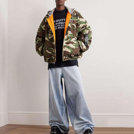 Oversized camo varsity jacket