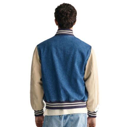Custom denim varsity jacket manufacturer