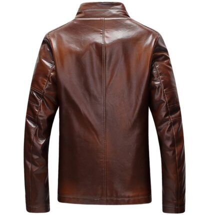 Men's vintage leather biker jacket sherpa lined