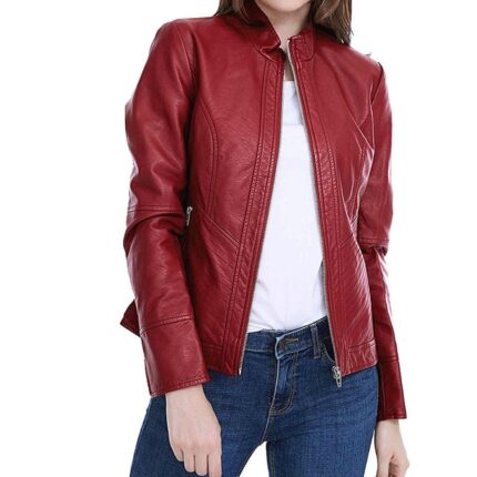 Women's brown leather jacket