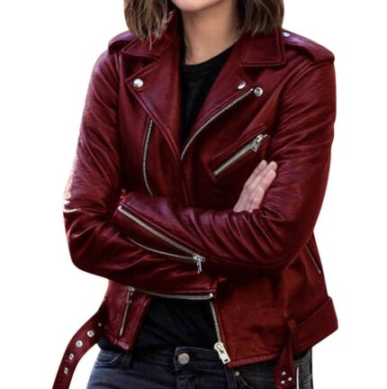 Women's PU leather biker jacket