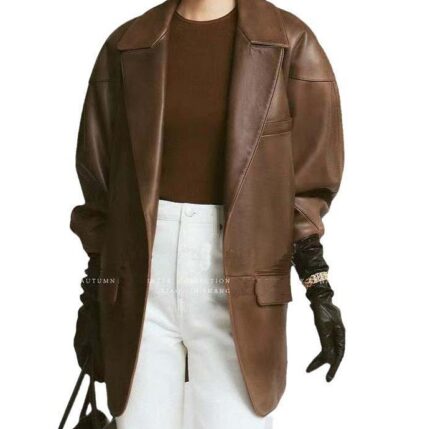 Custom women's long sheepskin leather coat