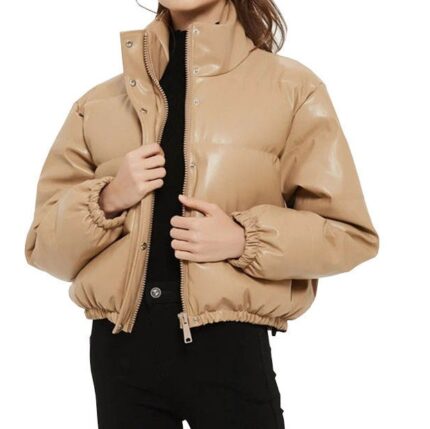 Custom women's PU leather puffer jacket
