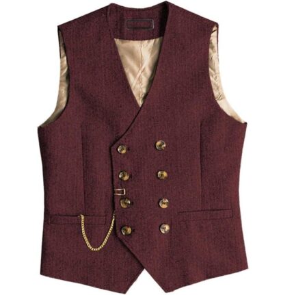 Men's tweed double-breasted suit vest