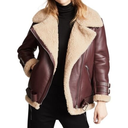 OEM women's oversized PU shearling jacket