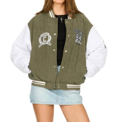 Oversized women's varsity bomber jacket