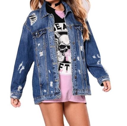 Women's distressed denim jacket