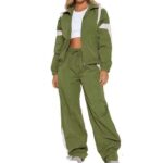 Women's nylon windbreaker tracksuit set