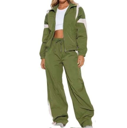 Women's nylon windbreaker tracksuit set