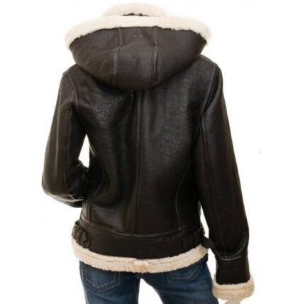 Women's brown shearling bomber jacket
