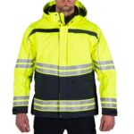 High visibility reflective softshell safety jacket with custom logo