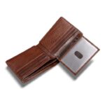 Custom genuine leather RFID bifold wallet