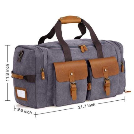 Custom branded canvas leather duffle bag