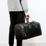 Custom genuine leather weekender duffel bag