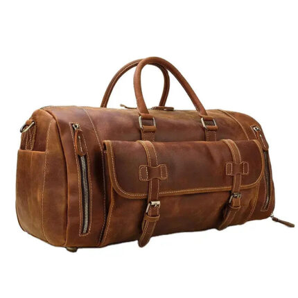Custom waterproof genuine leather duffle bag