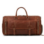 Custom leather duffle bag compartments
