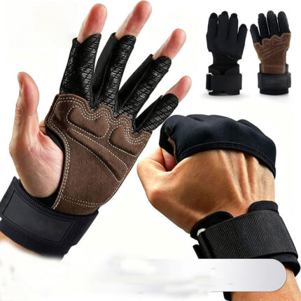 Cowhide silicone half-finger fitness gloves