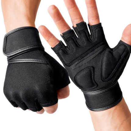 Half-finger weightlifting gloves with palm protection