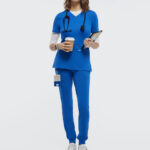 Cotton 4-way stretch medical scrub set