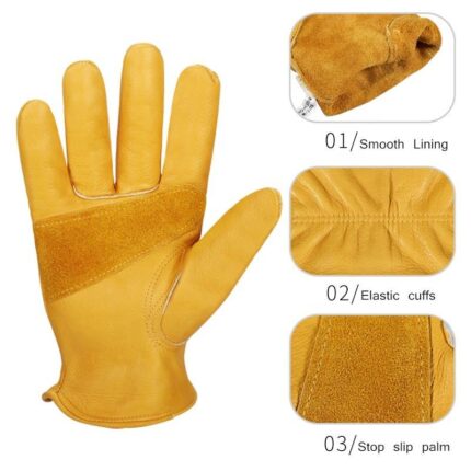 Plain-style leather mechanic gloves