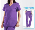 Printed four-way stretch medical scrub top
