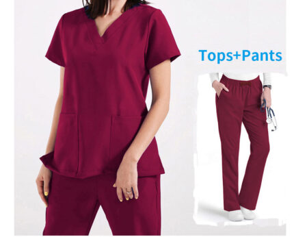 Unisex printed 4-way stretch medical scrub set