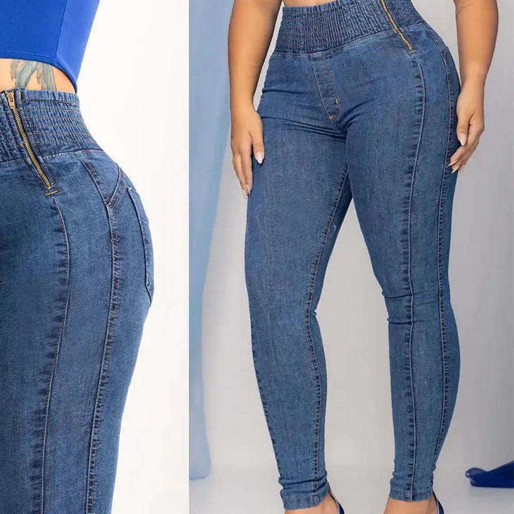 Best Selling High-Waisted Skinny Jeans Women Custom Jeans Mom Denim Pants Plus Size Colombian Jeans (4)