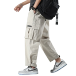 Men's wide leg cargo joggers front view