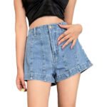 Women’s casual denim jean shorts back view