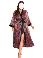 Women’s Plus Size Satin Leopard Kimono Bathrobe