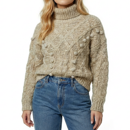 Women's vintage wool acrylic crew neck sweater