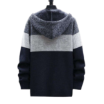 Men's hooded cardigan sweater back view