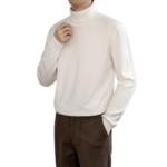 Men's turtleneck knit sweater detail