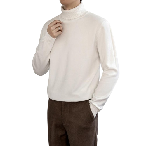 Men's turtleneck knit sweater detail
