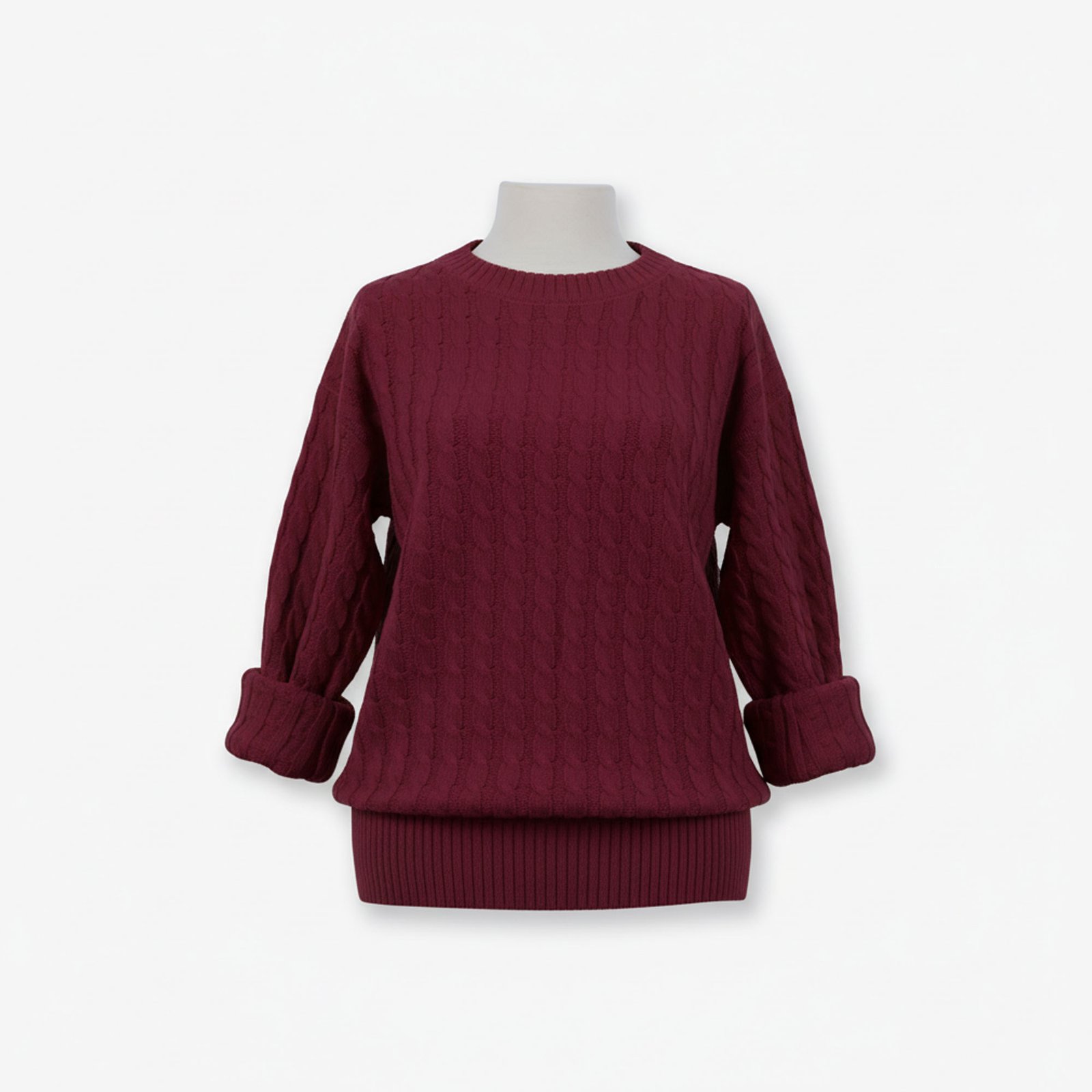 Men’s Crew Neck Solid Color Acrylic Knit Sweater Anti-Wrinkle Regular Pullover (3)