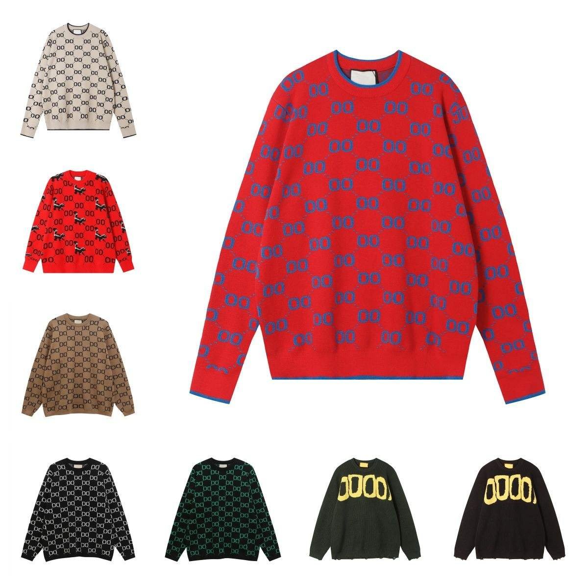 Men’s Designer Jacquard Sweater Loose Fit Crewneck Graphic Knit Streetwear Jumper (1)