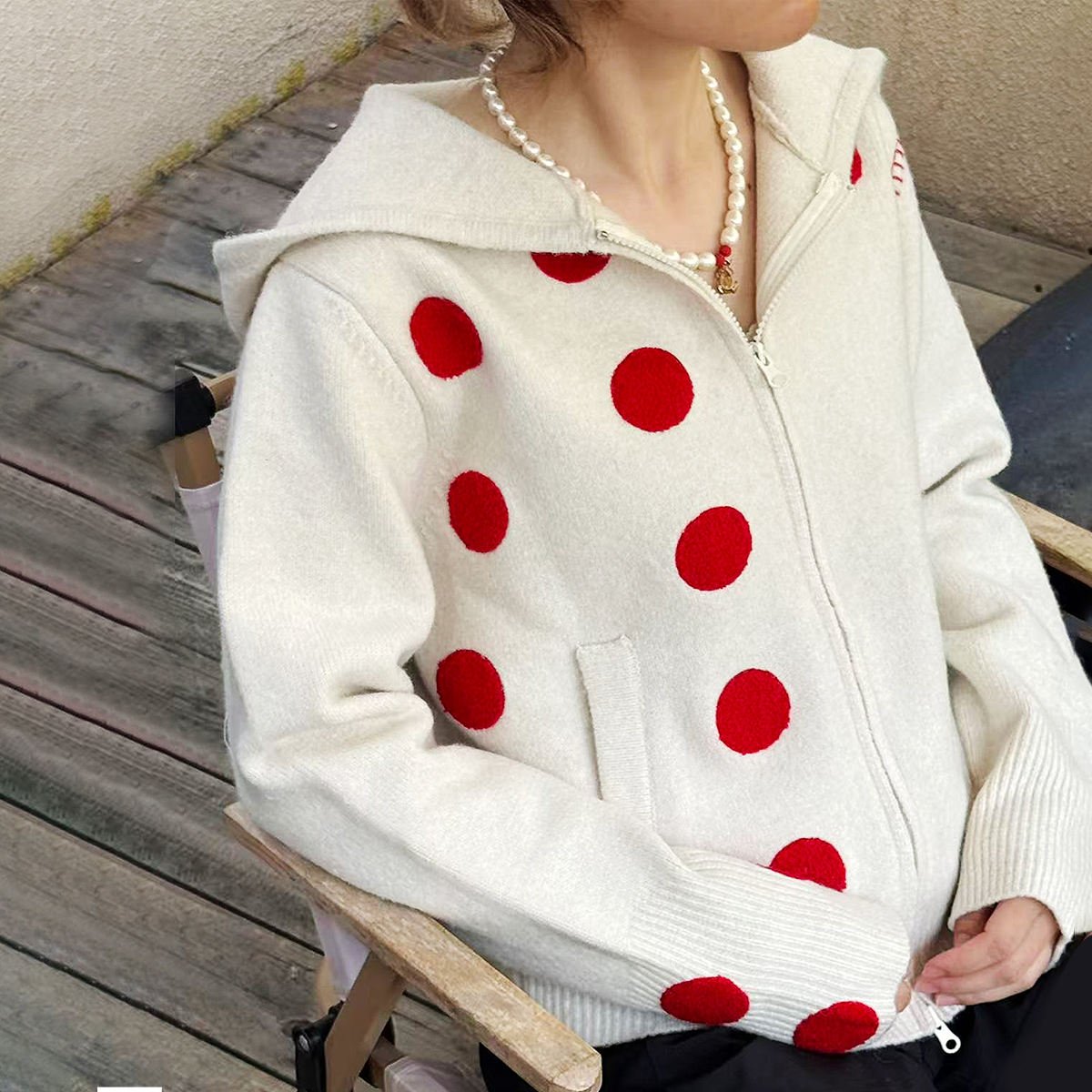 unisex cashmere wool zip cardigan oversized jacquard knit hoodie