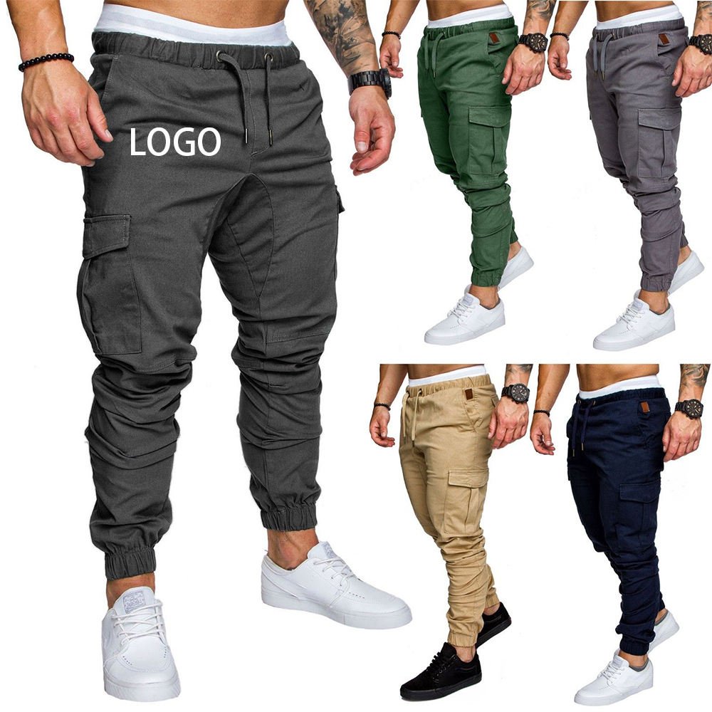 Wholesale Mens Pockets Cargo Track Pants Custom Fitness Jogging Sweatpants Trousers Cargo Pants for Men (1)
