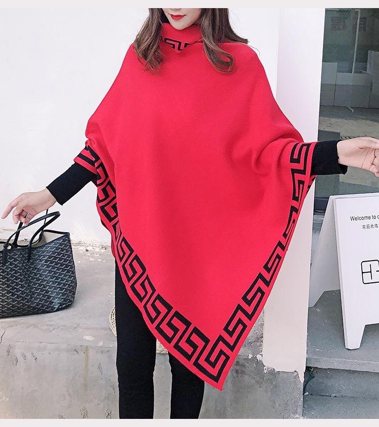 Women’s Designer Knit Pullover Shawl Sweater Wool Blend Spring Cloak (4)