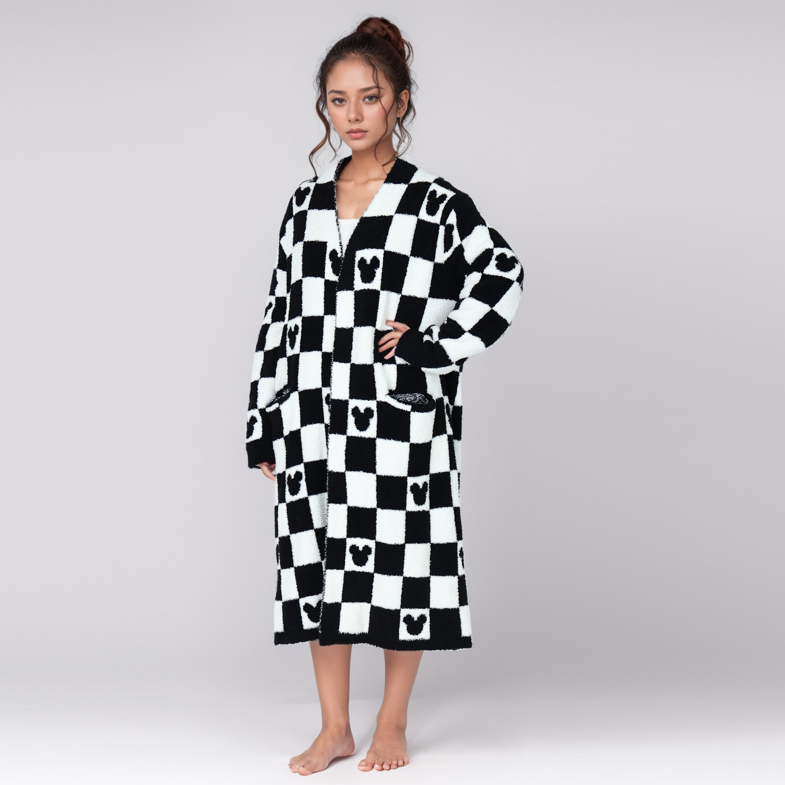 Women’s Feather Yarn Lounge Wear Set Warm Sleepwear Home Relaxing Outfit (2)